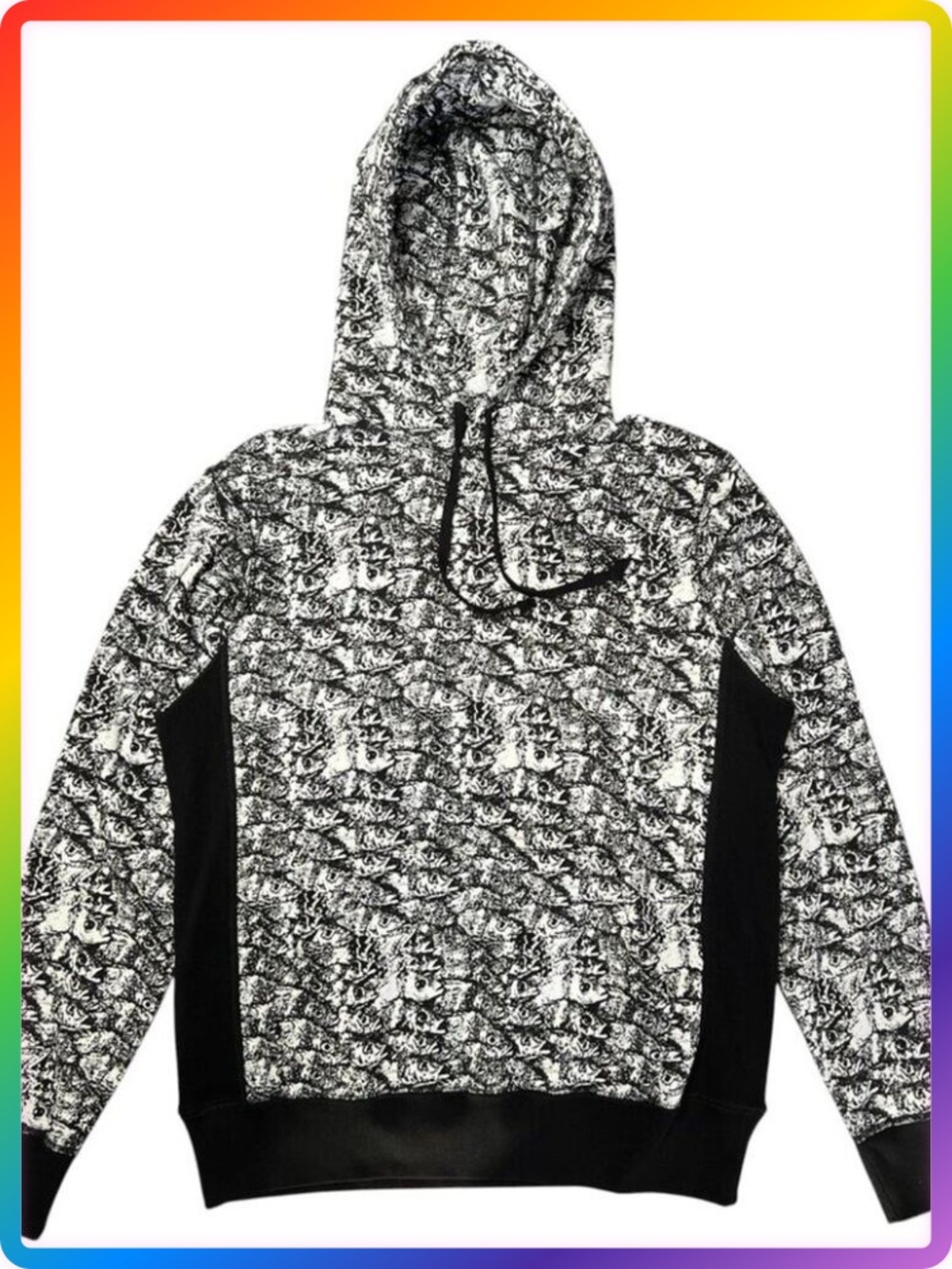 Noah NYC Hoodie SIZE S Black White Fish Graphic Streetwear Pullover